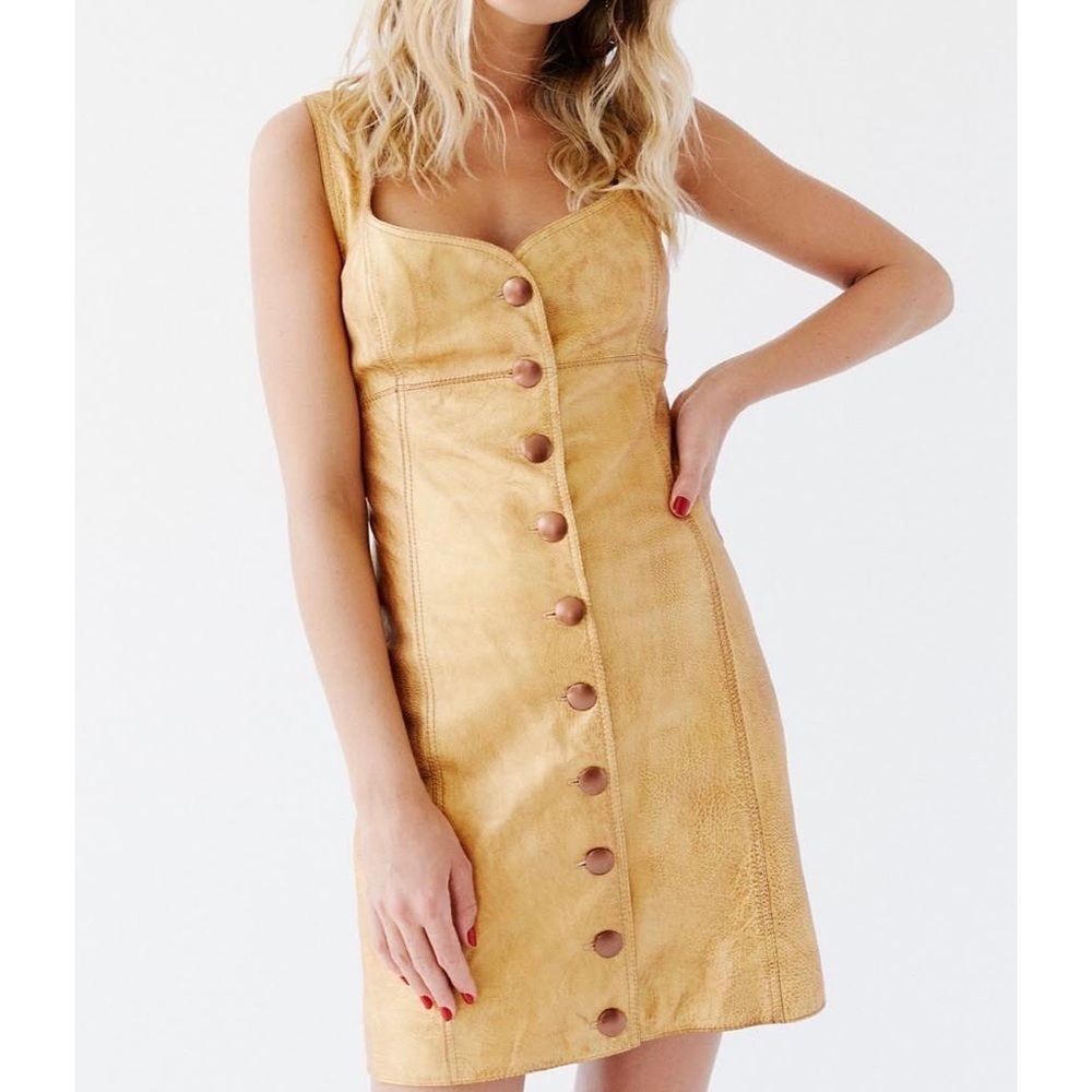 Free People - Gold Leather Dress